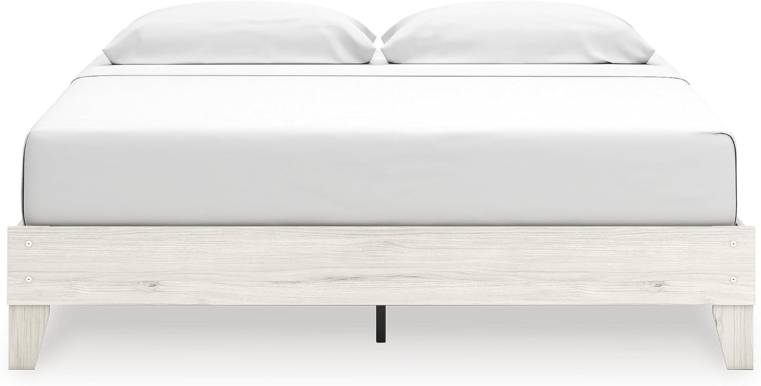 Signature Design by Ashley Socalle Casual King Platform Bed, Foundation or Box Spring Not Needed, Whitewash