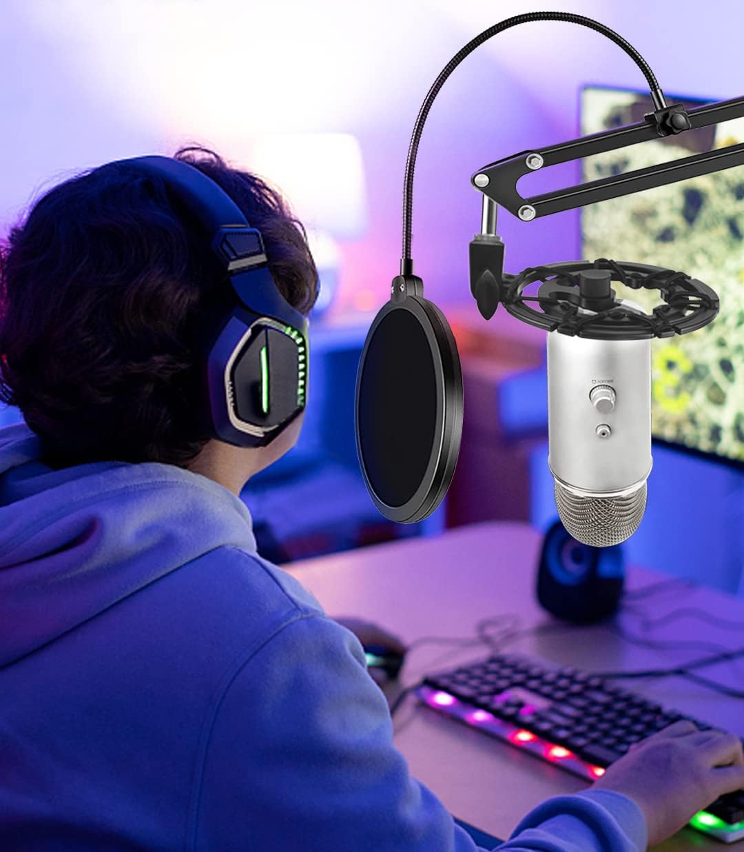 Buy Microphone Stand for Blue Snowball, Boom Arm Scissor Mic Stand with