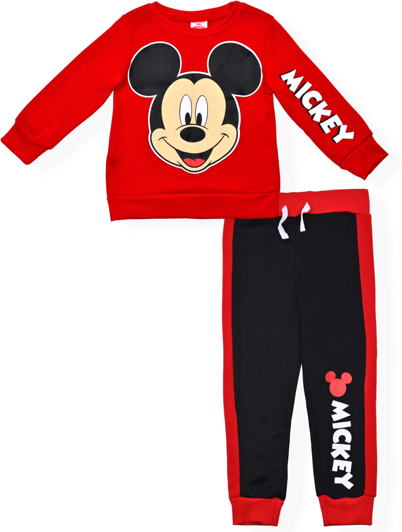 DisneyDisney Mickey Mouse Boys’ Sweatshirt and Jogger Set for Toddler and Little Kids– Blue or Red/Black or Orange/Navy