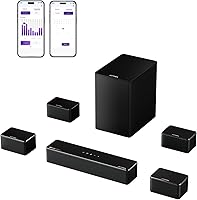 ULTIMEA Poseidon D80 7.1Ch Dolby Atmos Soundbar: Wireless 6.5" Subwoofer, 4 Surround Speakers, App Control Home Theater System