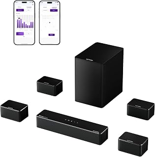 ULTIMEA Poseidon D80 7.1Ch Dolby Atmos Soundbar: Wireless 6.5" Subwoofer, 4 Surround Speakers, App Control Home Theater System