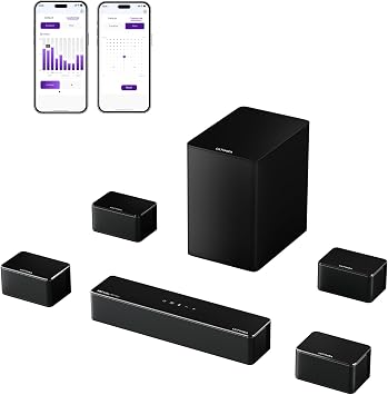 ULTIMEA 7.1Ch Soundbar with Dolby Atmos, APP Control, Surround Sound System for TV, 4 Wired Surround Speakers, Sound Bar for TV with 6.5" Wireless Subwoofer, Soundbar for TV, Poseidon D80 Upgraded