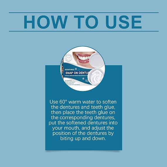 1 Pair Adjustable Snap-On Dentures - False Teeth Top & Bottom Set,Clip in Veneers Teeth with Silicone Reline,Temporary Fake Braces & Instant Smile Repair Kit for Men/Women,Silicone Reline Denture Set
