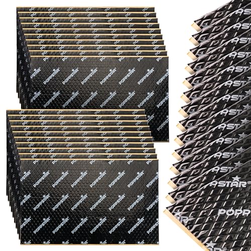 Poppstar 34x Alu-Butyl-Dämmmatte, Schallschutzmatte, 40 x 25 cm, 2mm Stärke, Antidröhnmatte, hitzebeständig, selbstklebend