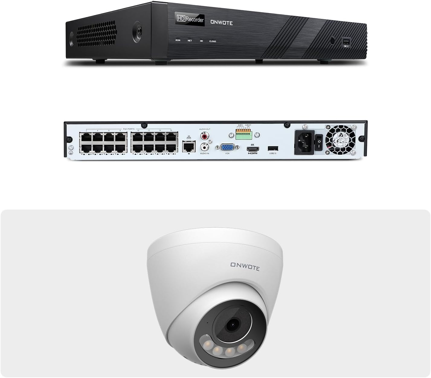 ONWOTE 12MP 16 Channel NVR with (1) 12MP PoE IP Security Cameras