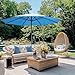 Yescom 13FT Large Outdoor Patio Umbrella Solid German Beech Wood Pole for Wedding Event Party Table Beach Resort Hotel Deck Poolside Sunshade Parasol Blue