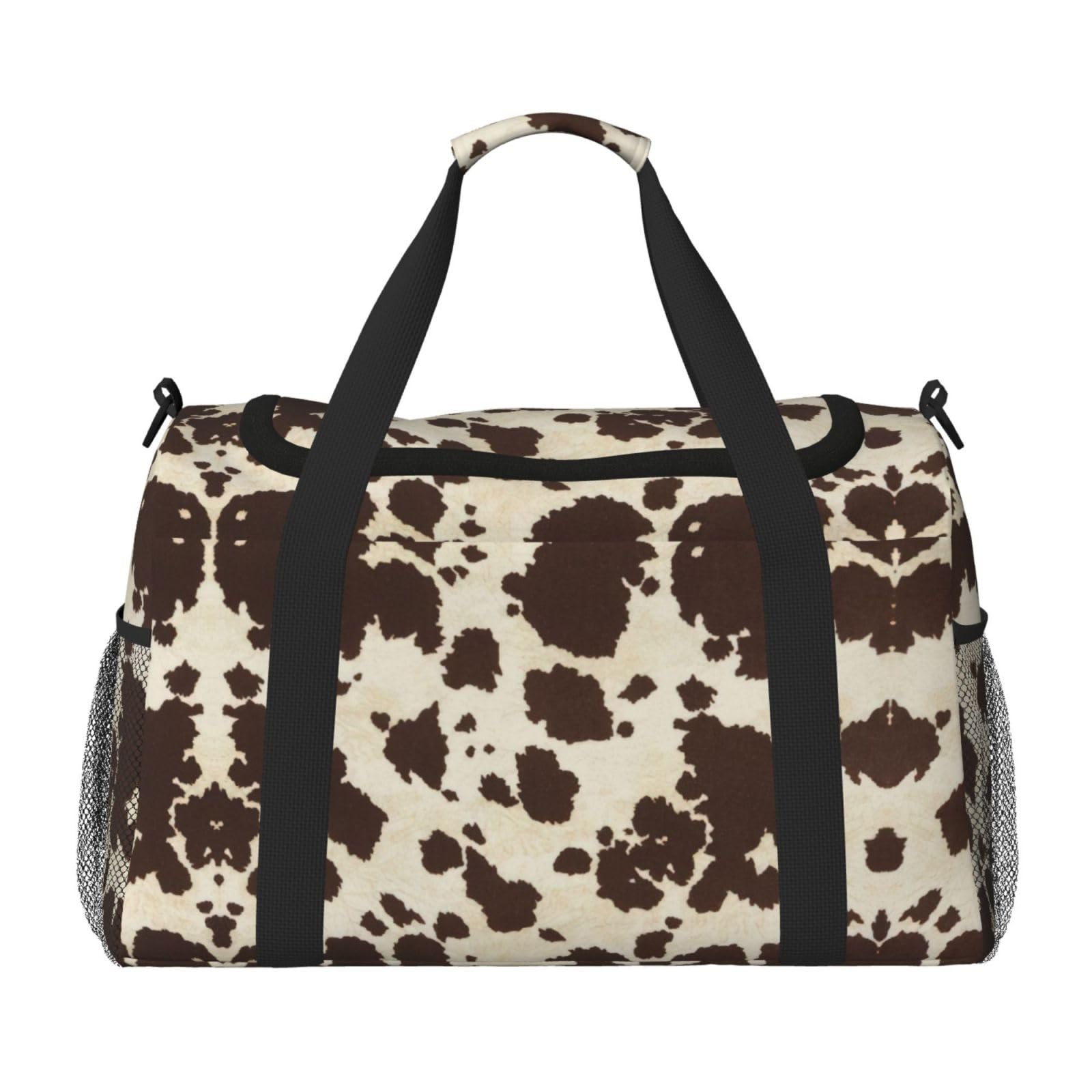 Borsone da viaggio in pelle bovina marrone Weekend Borsa Weekender Pernottamento Carry On Borsa a mano Allenamento Sport Ospedale