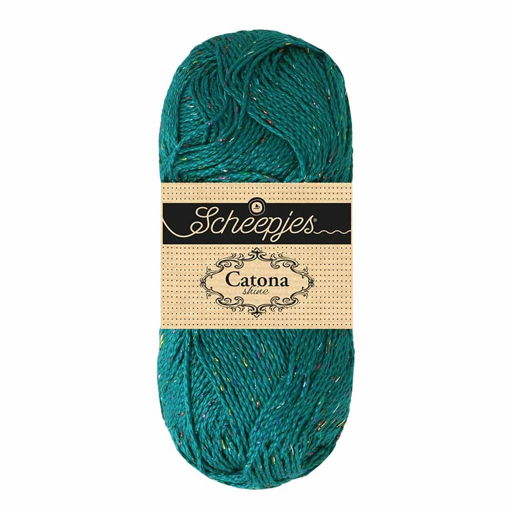 Scheepjes Catona Shine 50g - Dark Teal Rainbow Crochet and Knitting Yarn