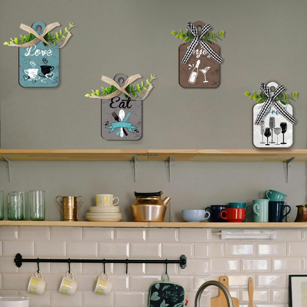 PH PandaHall 4pz Decorazioni Da Parete In Legno Cartello In Legno