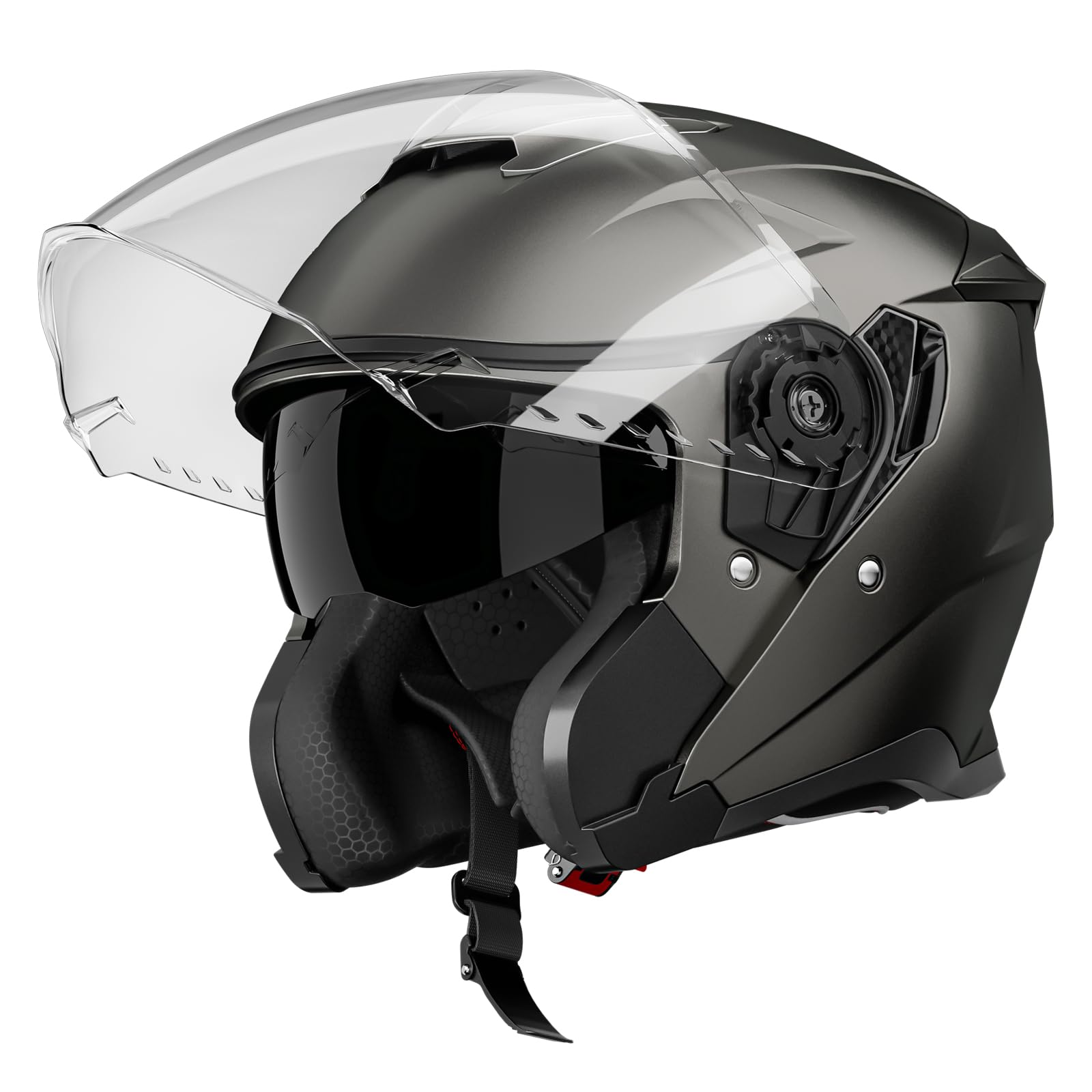 Motorcycle Helmets for Adults, Open Face Motorcycle Helmet with Dual Visor, Casco para Moto DOT Certified, ATV Dirt Bike Snowmobile Motocross Helmet for Men Women, Quick Release Strap, AP-836