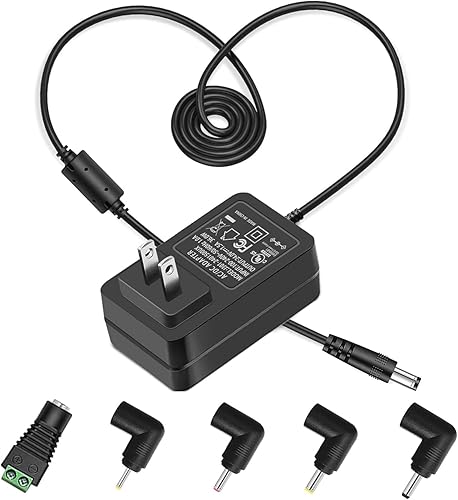 ZIFI Adaptador de corriente CA 100-240V a CC 24V 1.5A con 5 conectores de CC para tira de luz LED, difusor de aceite esencial y más dispositivos de