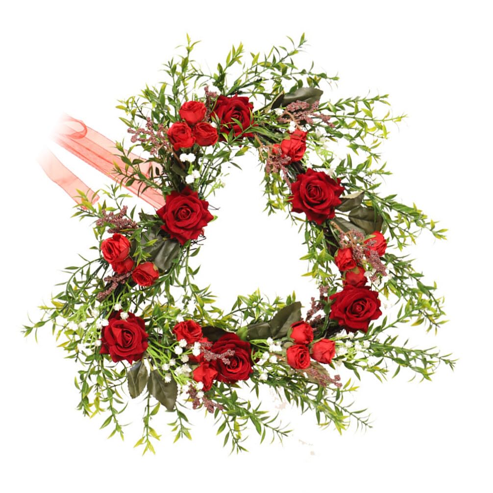 Ciieeo Herzförmiger Rosenkranz mit Leuchteffekt für Türdekoration zu Valentinstag