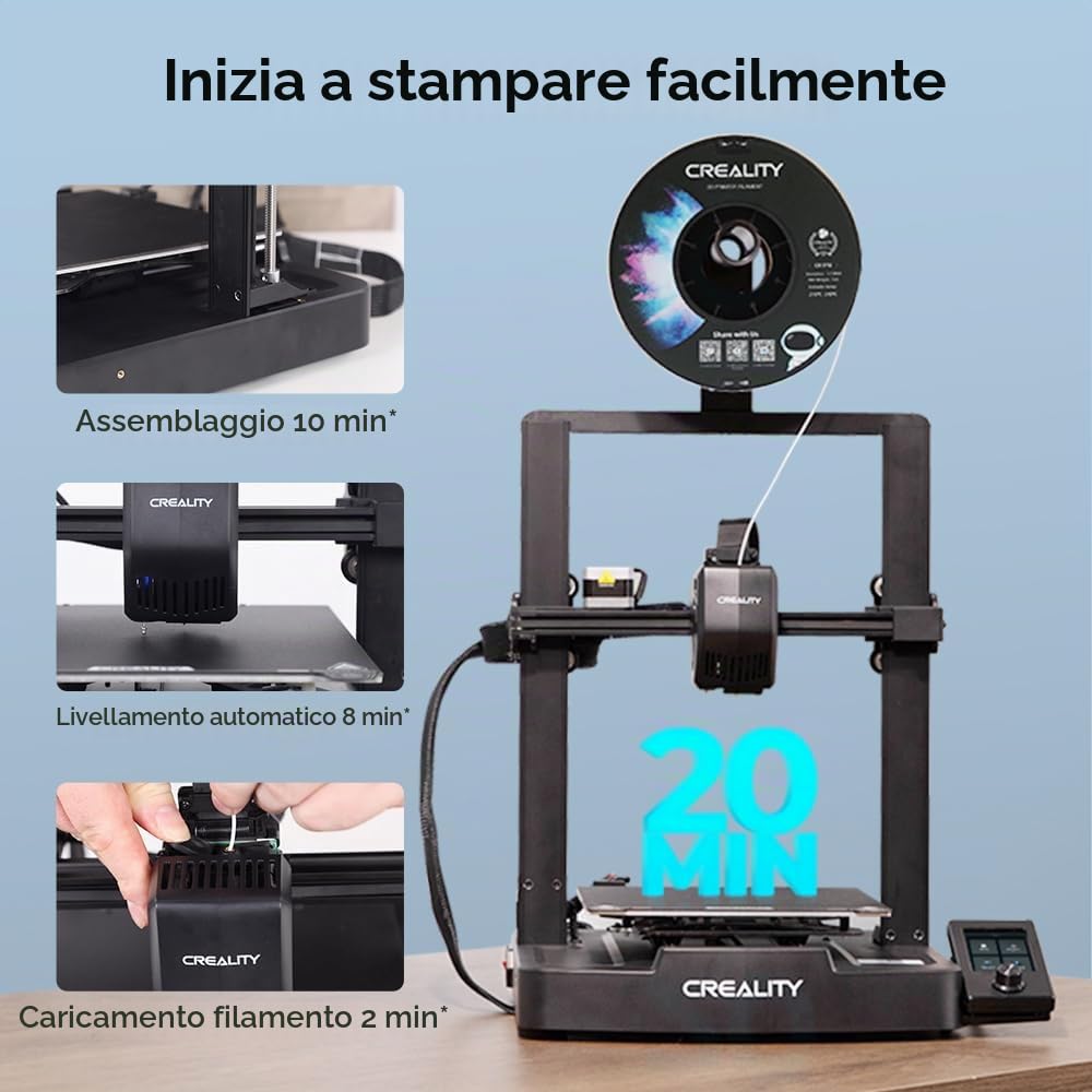 Stampante 3D Creality Ender 3 V3 SE con velocità di stampa di 250 mm/s CR Touch Strain Sensor Sprite Direct Extruder Dual Z-axis & Y-axis Print 8.6 * 8.6 * 9.8in