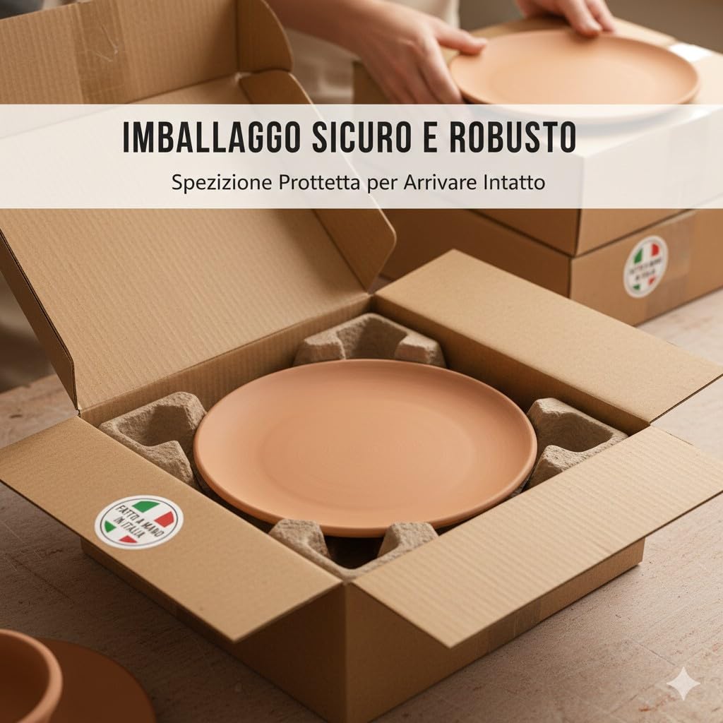 Piatto Tondo in Terracotta Semilavorata Artigianale 25cm 2 Pezzi Decoupage Pittura