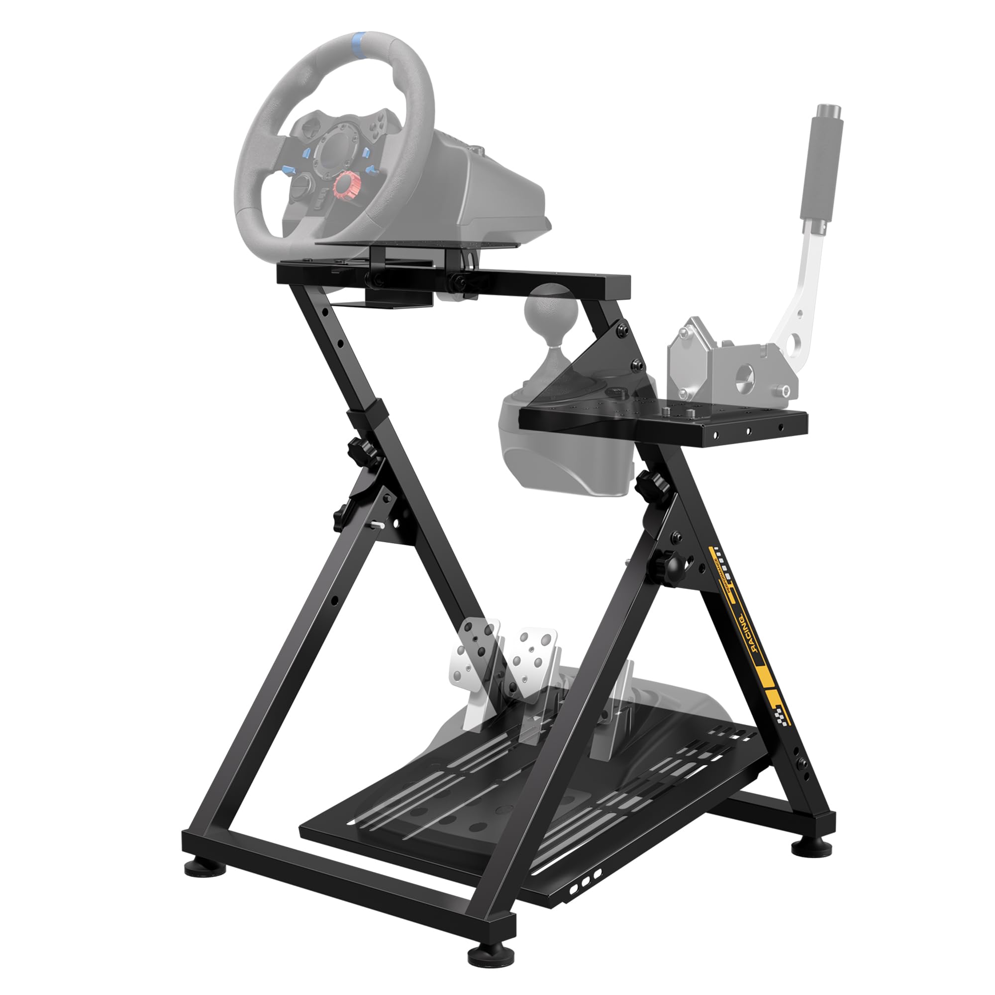 Faltbarer Lenkradständer für Lenkrad, Höhenverstellbarer Racing Lenkrad Halterung mit 31-Loch Lenkradplatte & 26-Loch Schalthebelplatte, Sim Racing Stand kompatibel mit Logitech G29 G923 Thrustmaster