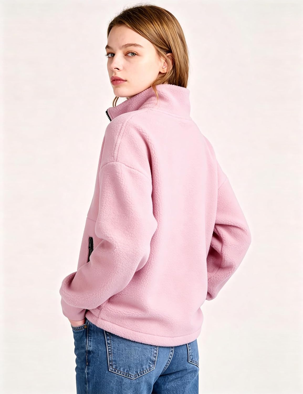 Kissonic Womens Half Zip Fleece Pullover Sweatshirts Fuzzy Sherpa Jackets