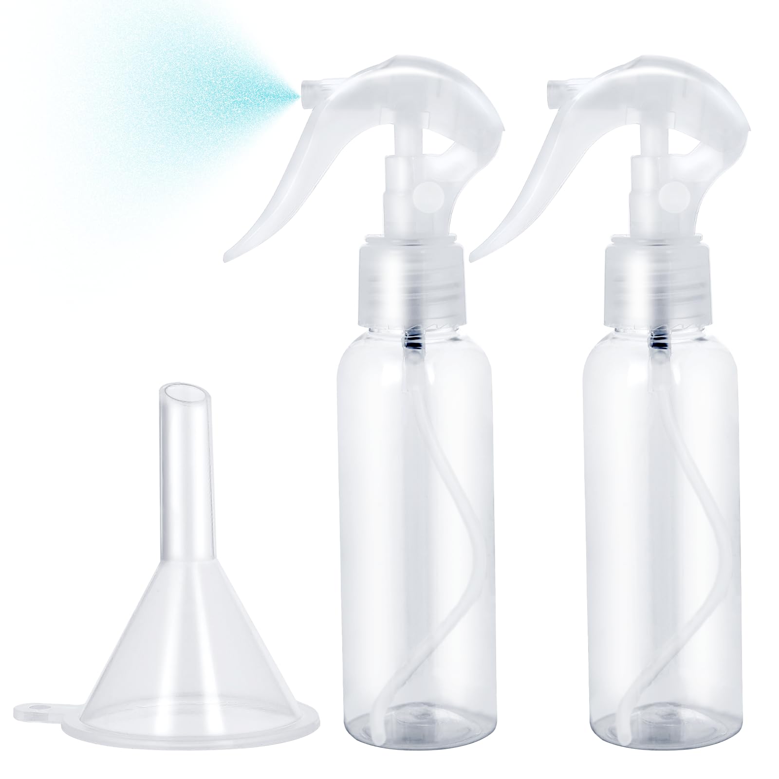 Jeffdad 2 Pack Plastic Spray Bottles Empty Spray Bottle, 3.5oz/100ml Clear Refillable Container for Cooking, Essential Oils, Cleaning Solutions, Hair
