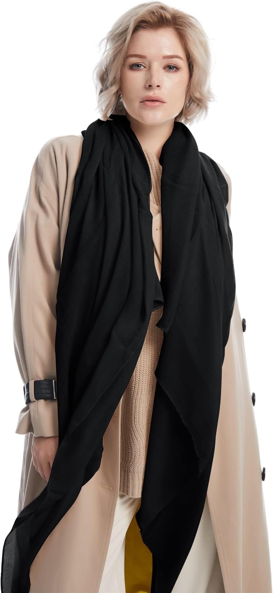 MissShorthair Women Solid Color Scarf Long Lightweight Scarves for Women Large Sheer Wrap Shawl