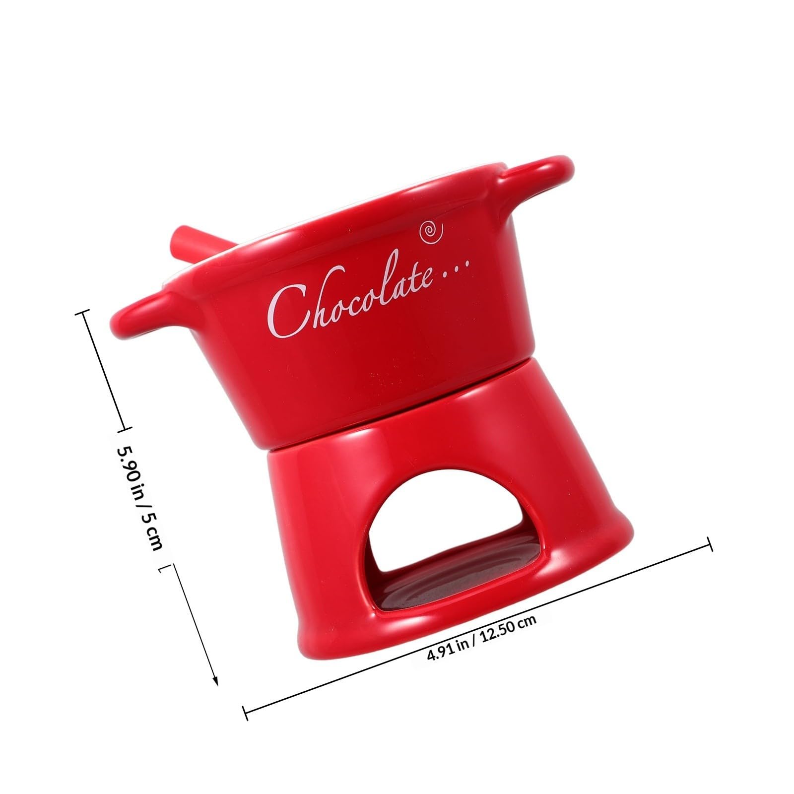 BETOOKY Pentola per Fonduta in Ceramica Rossa per Cioccolato e Formaggi