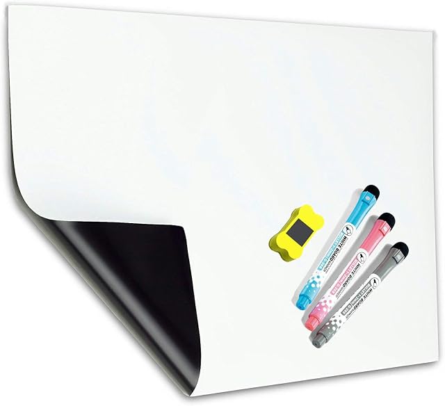 MZMing A3 Magnetic Whiteboard be Applicable Children and Adults Easy Writing Strong Magnetic Wipe - Bulletin Board Includes 3 Markers Pens and 1 Eraser