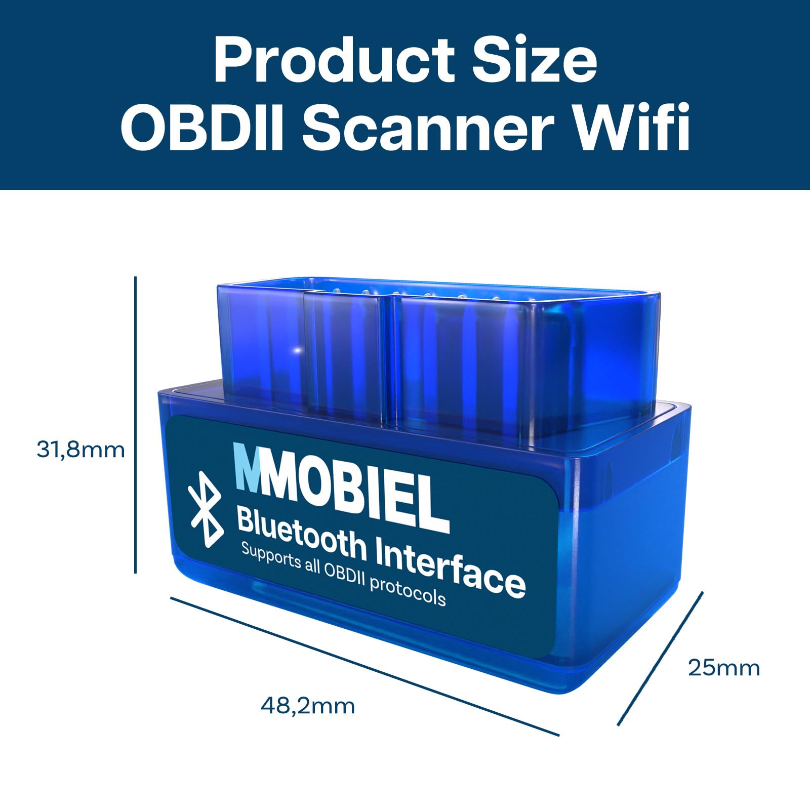 MMOBIEL Bezprzewodowy skaner OBD2 Bluetooth - kompatybilny z iPhone, iOS, iPad i Android - Czytnik Kodów OBD2 - Skaner Diagnostyczny - Sprawdź kody Silnika z Funkcjami Mini V2.1