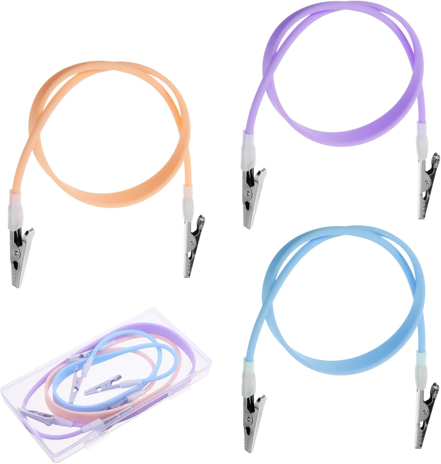 3 Pcs Dental Bib Clips, Portable Silicone Dentist Bib Clips Napkin Bibs Holder Clip Colorful Napkin Bibs Clip Neck Chain for Runners Dentists Adult and Elderly (Blue/Purple/Orange)