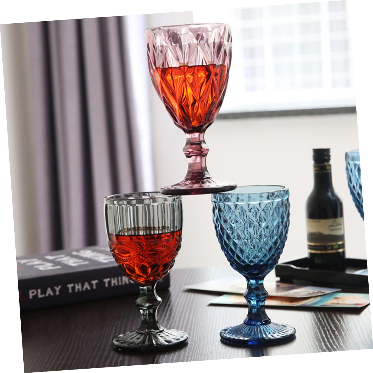 Set de 3 Copas de Cóctel de Cristal Transparente Estilo Retro, Diseño Único, Fácil de Limpiar y Almacenar para Bares en Casa y Hoteles