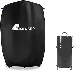 BBQ Grill Cover,Outdoor Heavy Duty 600D Waterproof Grill Cover for Pit Barrel 18.5 inch Drum Smoker,All Weather Protection Barrel House Cooker Cover,23.2" Dia X 34" H,Black