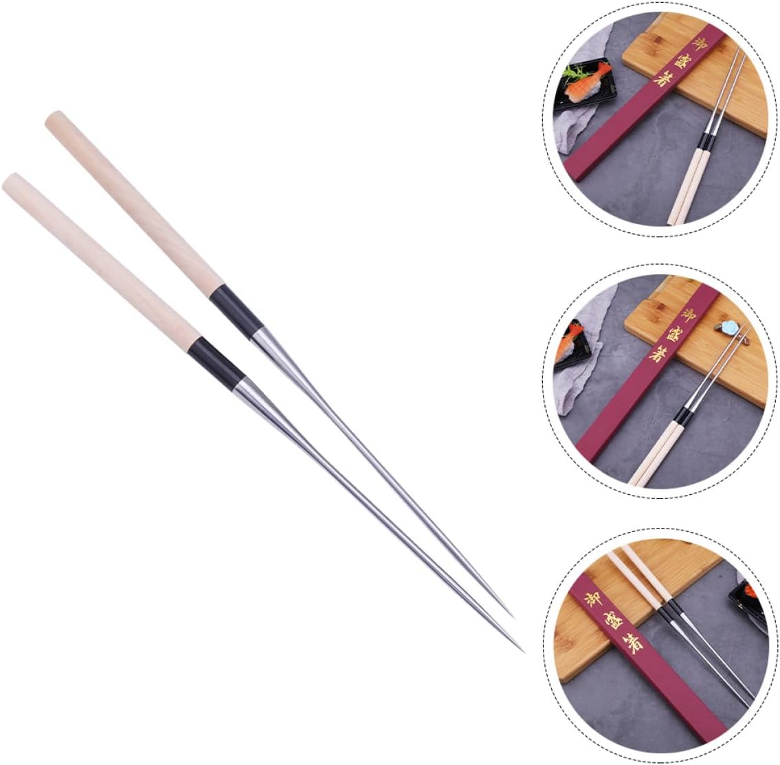 Stainless Steel Pointed Sushi Chopsticks 165Mm Reusable Japanese Style Practical Home-Use Tableware for Cooking and Dining, 1 Pair