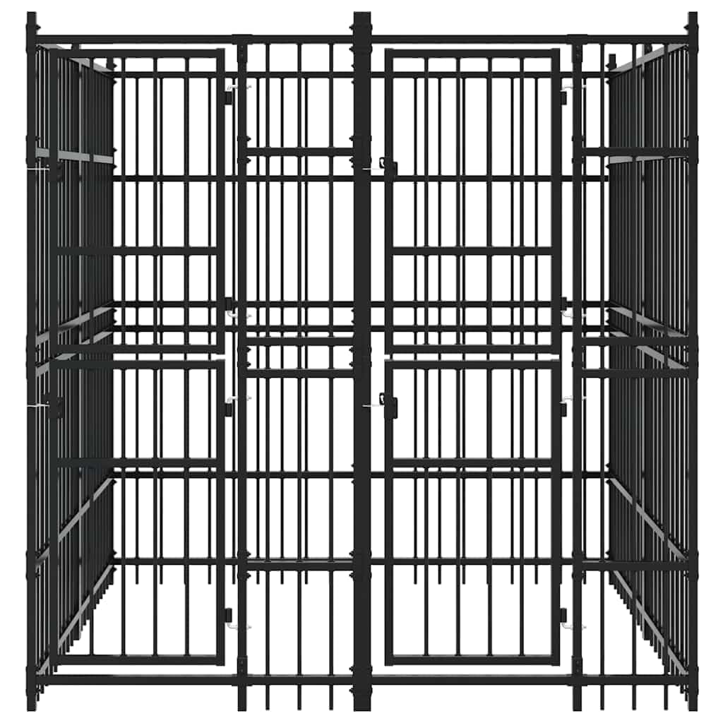 vidaXL Chenil d'Extérieur pour Chiens Acier 3,69 m² Cage Niche Enclos Chiots