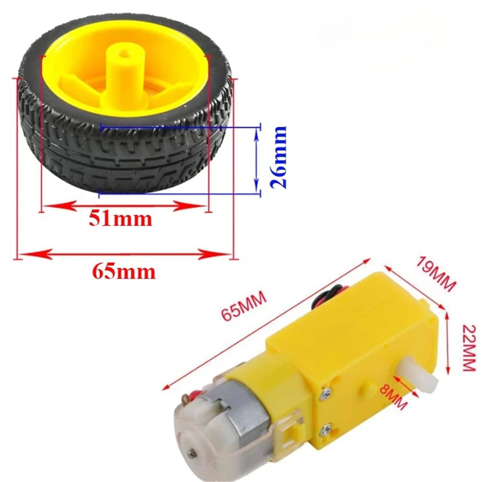 4 juegos 3v-6v Motor TT de plástico Robot de coche inteligente Motor de engranaje de doble eje 1:48 for rueda de Motor de engranaje de Chasis de coche inteligente Diy