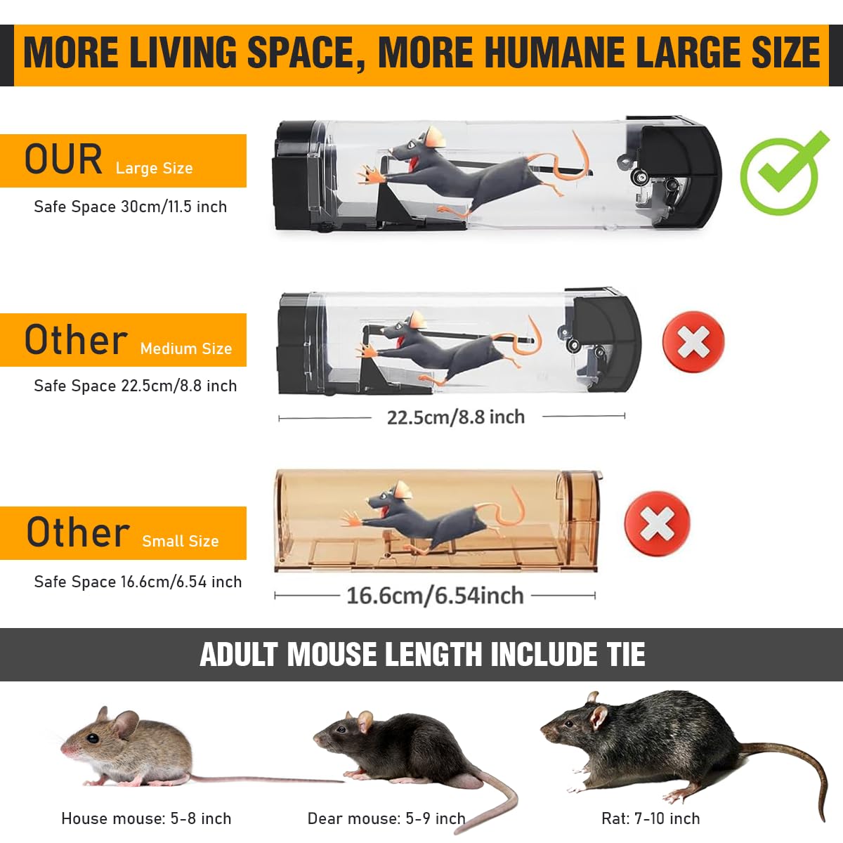 Lyrovo Big Rat Trap - Humane Mouse Cage -3