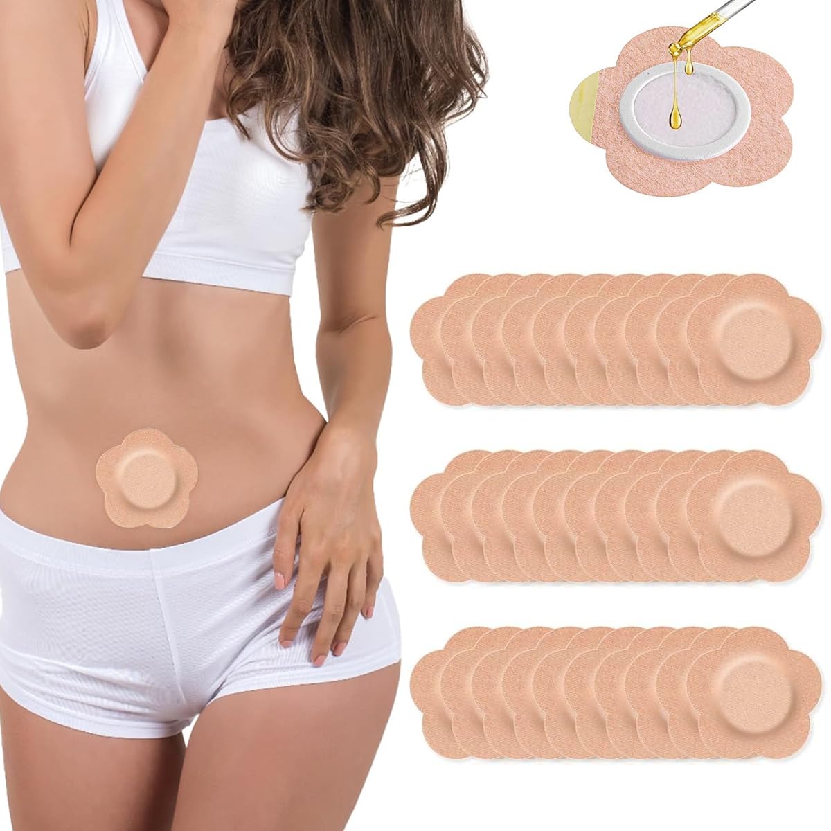HANNEA® 30pcs Castor Oil Pack Wrap for Belly Button, Self-Adhesive Castor Oil Patches-picture-25