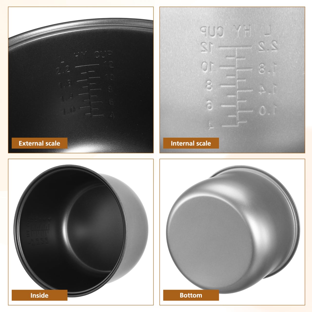 UPKOCH Cuve Intérieure Antiadhésive Pour Cuiseur Électrique Accessoires Cuiseur Riz Pot De Remplacement Avec Échelle Idéal Pour Riz Soupe Et Gâteau 5L 23.50X23.50X14.50Cm