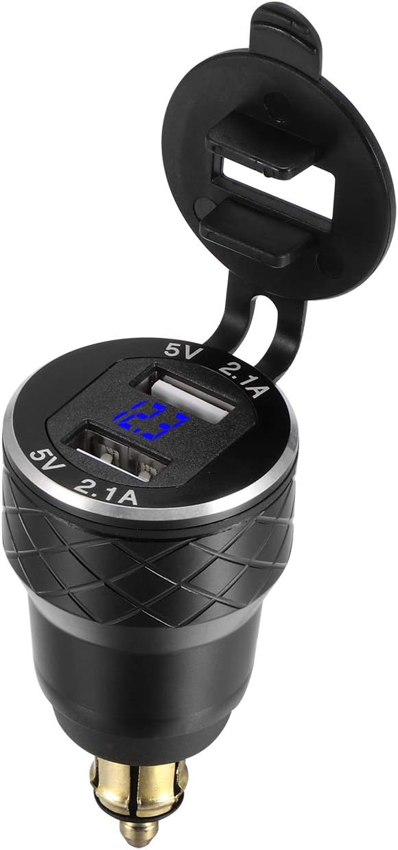 Aluminum Alloy Shell Motorcycle Dual USB Charger 12-24v 4.2A Voltmeter for BMW Motorcycle Ducati EU power socket