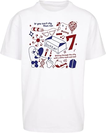 Willow Gifts BTS Colourful Doodle Oversized T-Shirt Korean Pop Idol Music Fan Merchandise Concert Apparel Casual Novelty Top Souvenir Gift for Teen Girls Boys Women Men