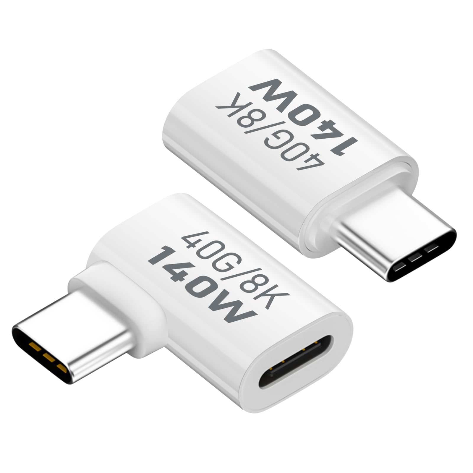 Adapter USB C 40 GB/8K 140 W, adapter USB 4.0 Side Bend typ C PD140W męski na żeński, idealny do MacBooka Pro/Air, Thunderbolt 4/3, HUB USB-C, Magsafe i innych
