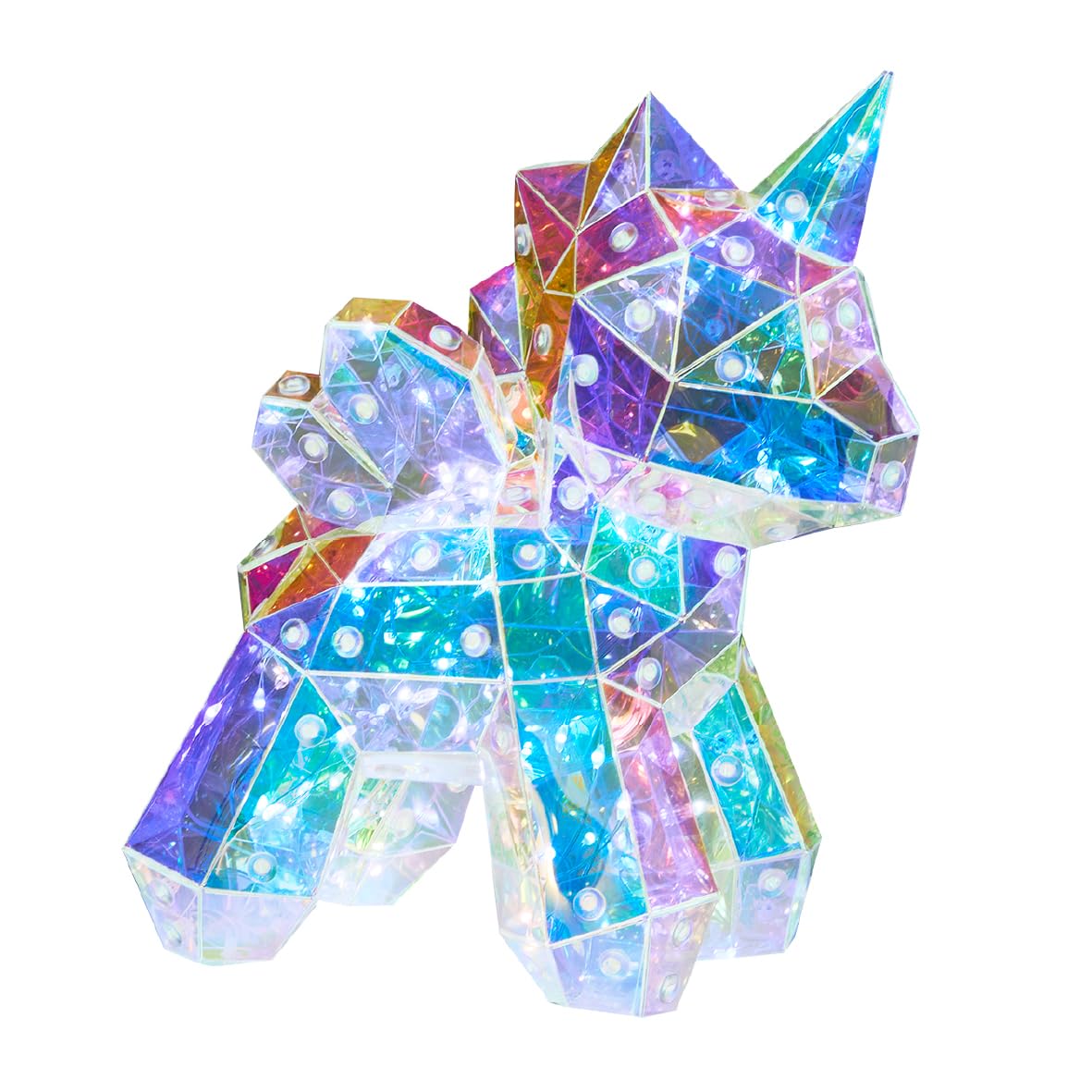 Global Gizmos Girls White Iridescent Unicorn Lights/ Led Light Colour/Usb Powered/Bedside Night Light For (25Cm)