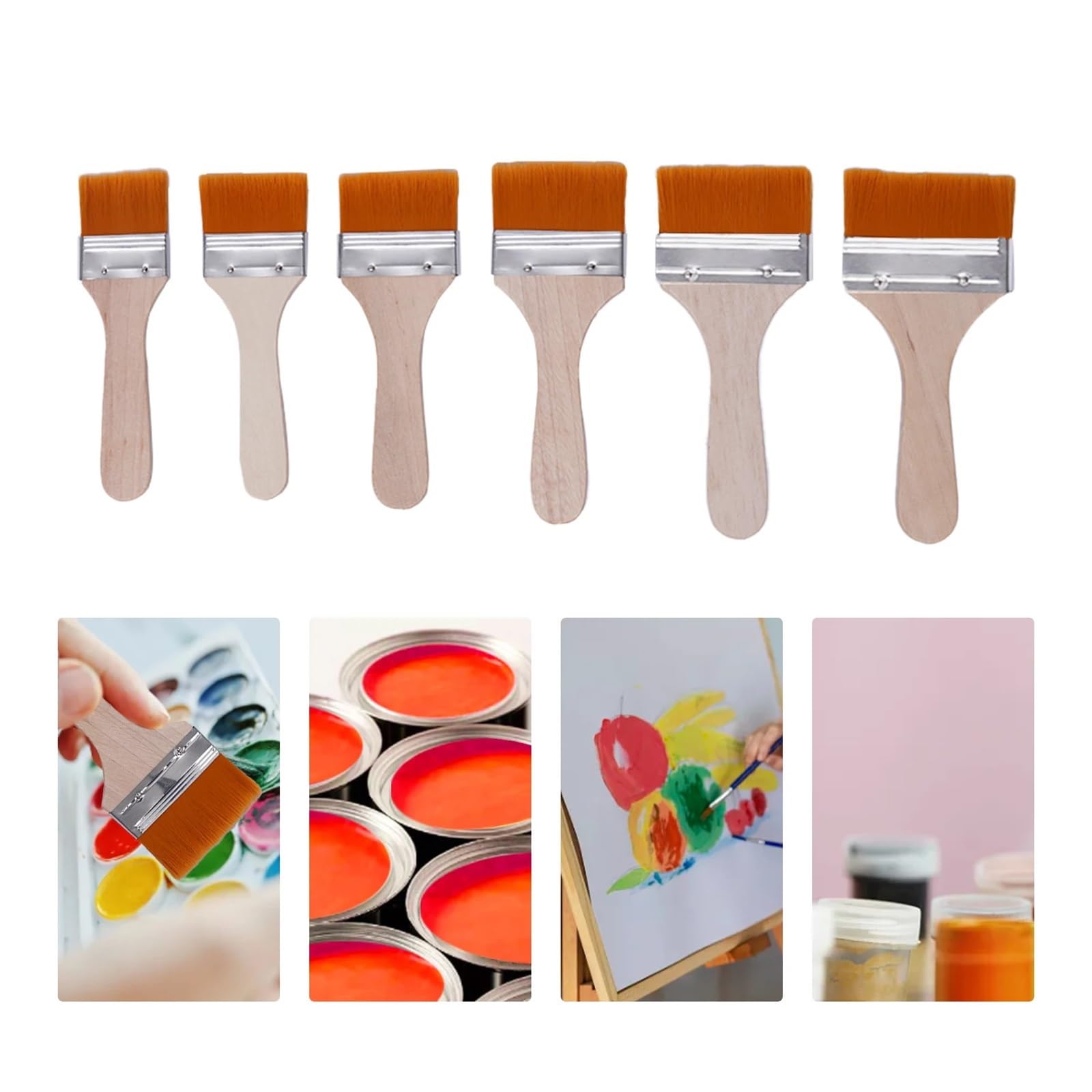 Brochas Pintura Paquete de 6 Pinceles Pintura, ángulo Variado, Nailon, portátiles reciclables for Limpieza Polvo