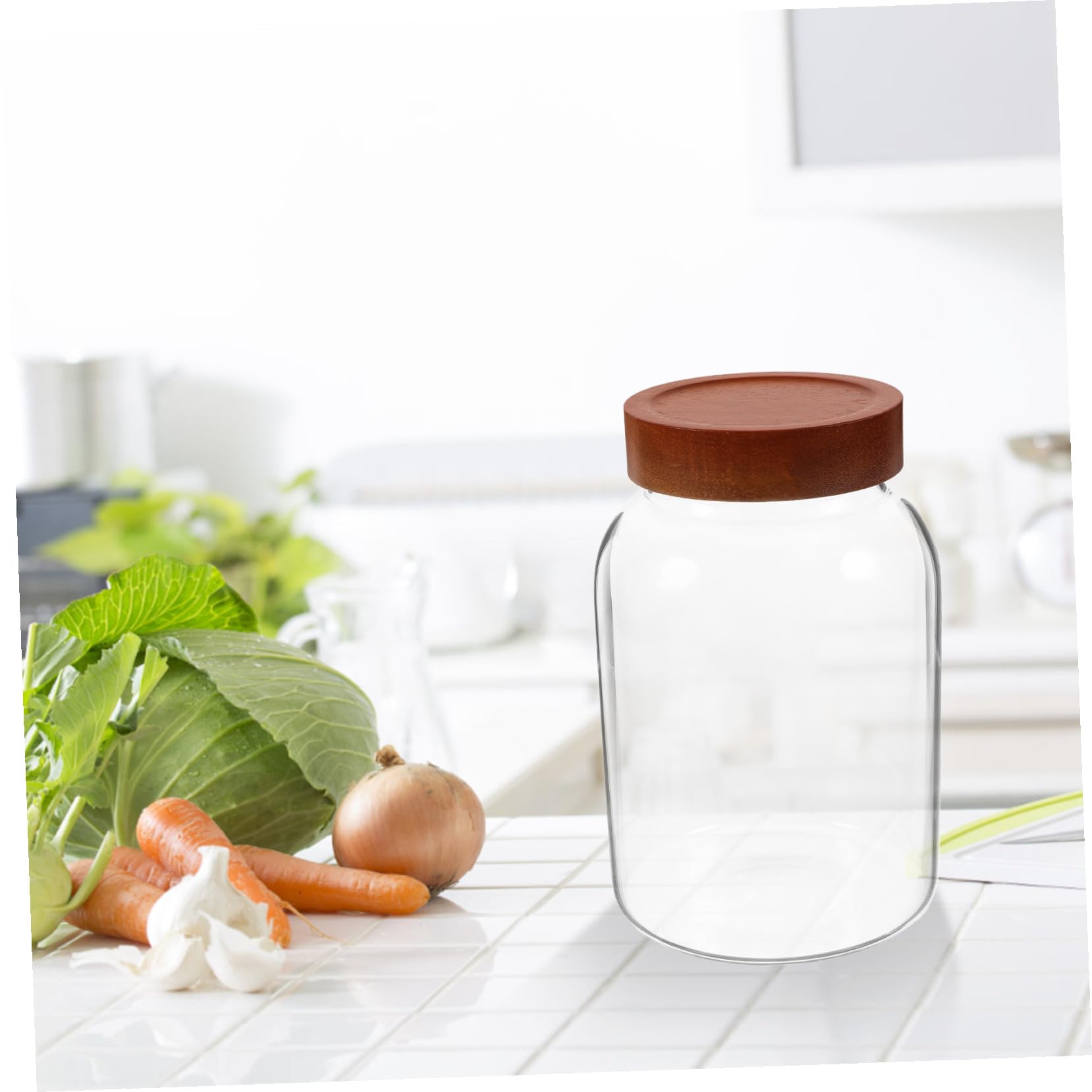 GALPADA Vorratsglas 2800ml aus Glas mit Holzdeckel für Trockenlebensmittel | Luftdichter Behälter, für Kaffee und Nüsse, Leicht zu Reinigen und Nachzufüllen