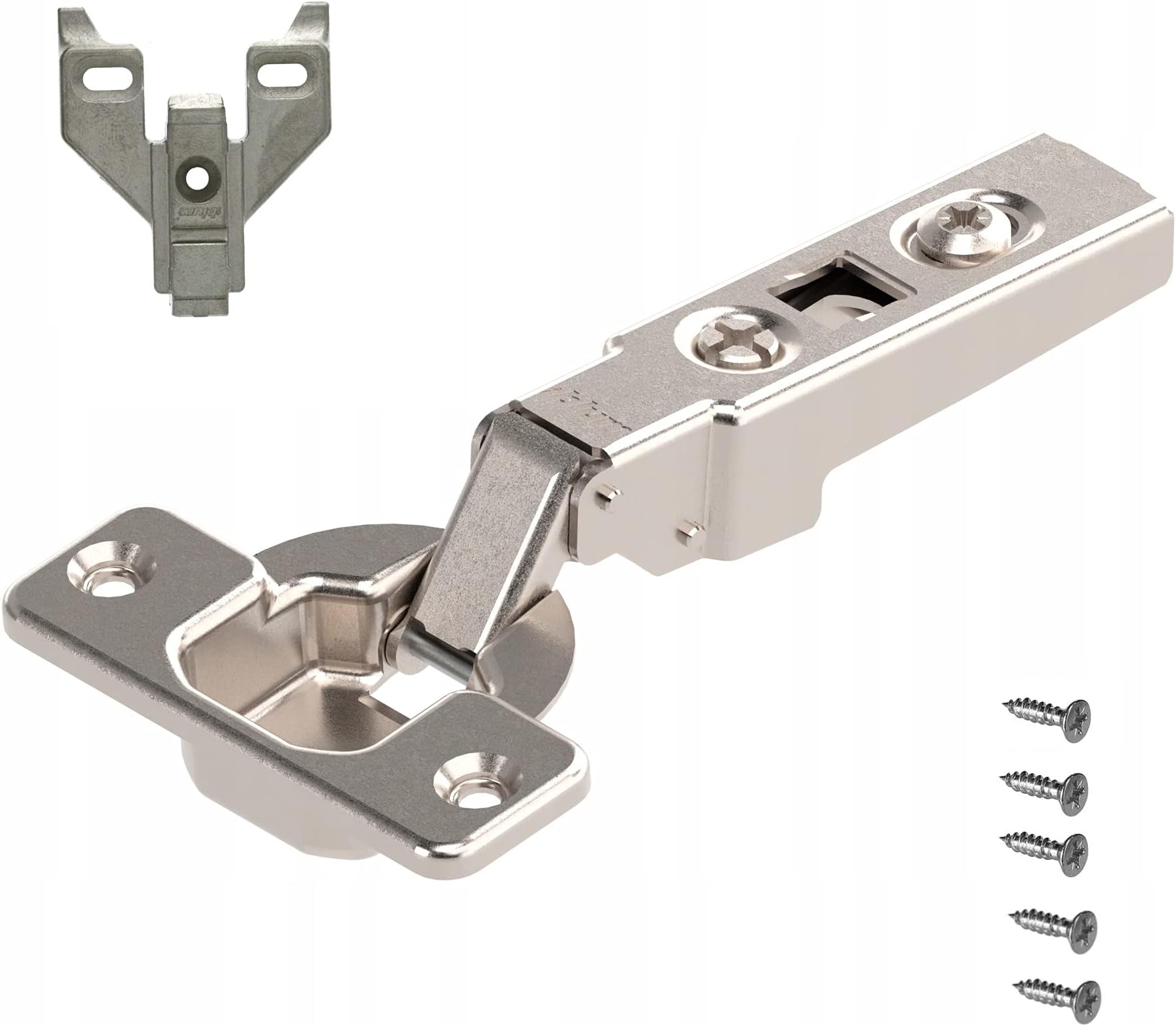 Blum Hinge Face Frame (Framed Cabinet), Full Overlay, 100 Degree Clip Hinge (Part# 71M2550), Self-Close, with 0mm Plate (Part# 175L6600.22) (Set of 2)