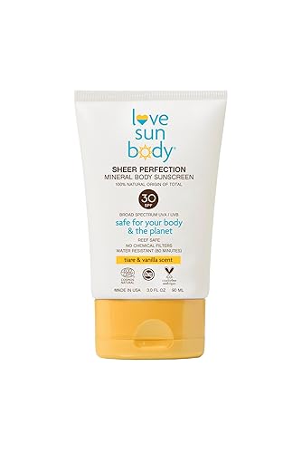 Love Sun Body Sheer Perfection Mineral Body Sunscreen Certified 100 Natural SPF 30 Broad Spectrum Sunblock Lotion Sensitive Skin Safe Travel Size