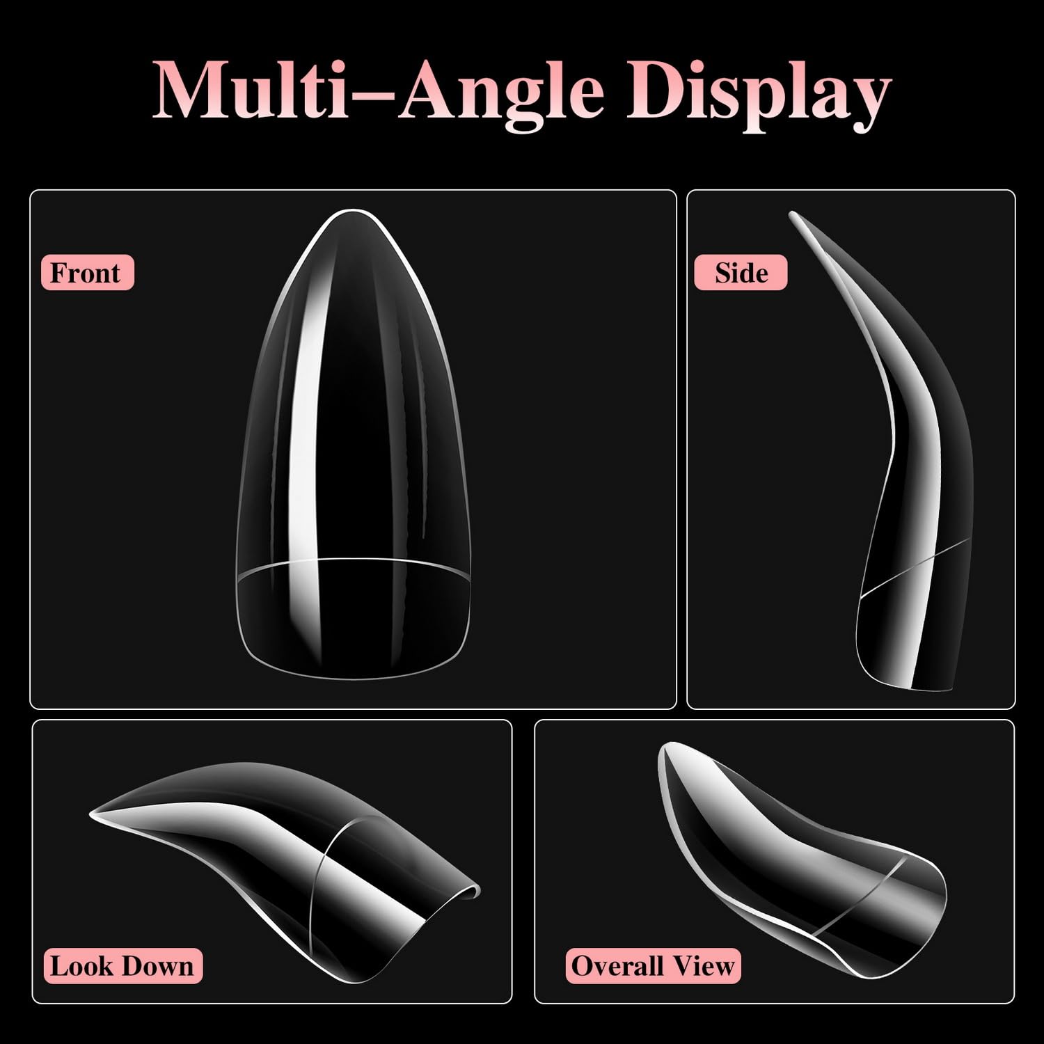 100 Pcs Medium Stiletto Press on Nails Kit,Soft Gel Pre-Shaped Acrylic Nail Tips Eagle Claw Designs Glue on Nail Glossy Extension Tips Manicure Home DIY 10 Sizes Gelly Tips