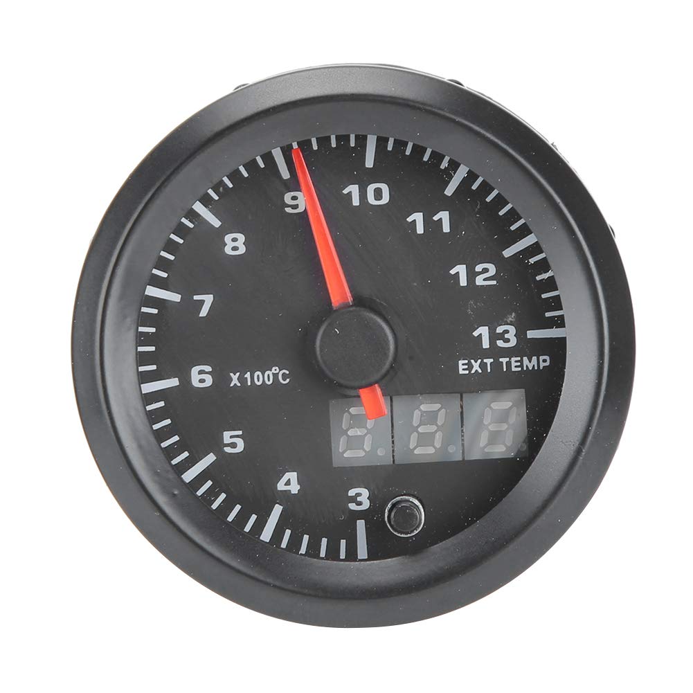 Medidor Digital de Temperatura del Gas para Coches Modificados, Esfera de 52 mm, Pantalla Automática, Fácil Instalación, Material ABS Resistente (Negro)