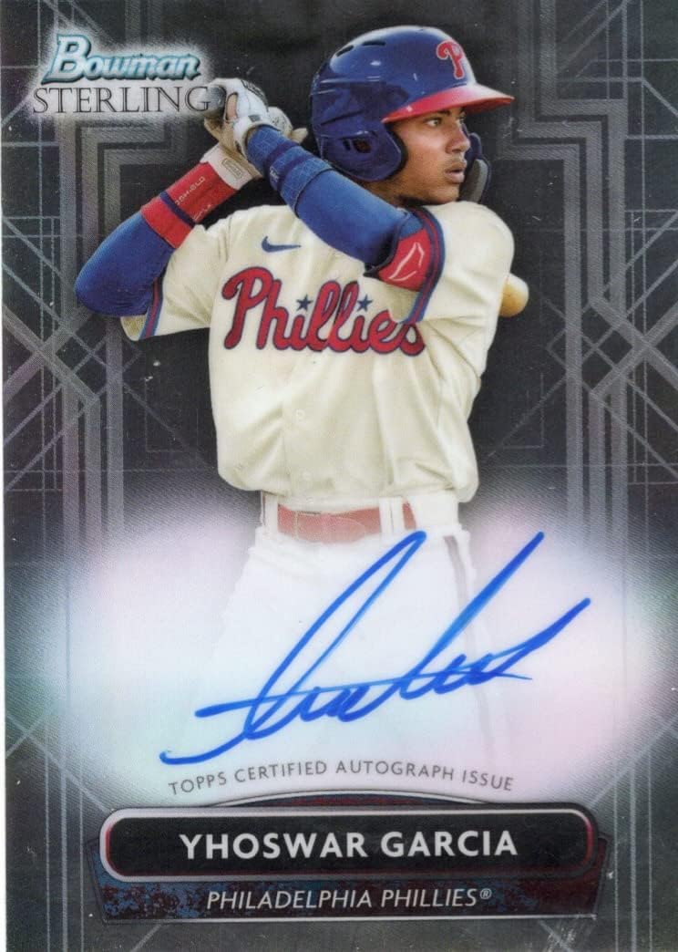 Yhoswar Garcia Autographed Bowman Sterling Prospects Collectible Baseball Card - 2022 Bowman Sterling Baseball Card #P-YG (Phillies) Free Shipping