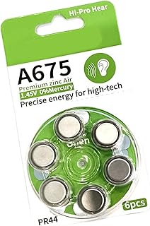 6pcs A675 Button Batteries for Hearing Device Compactly Size A675/PR44 Air Batteries with Reliability 1.45V Output