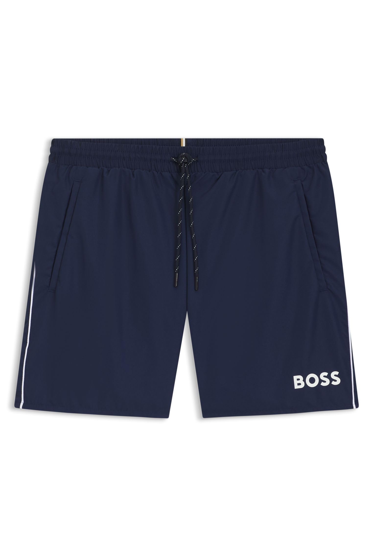 BOSS Herren Starfish Badeshorts mit kontrastfarbenem Logo und Paspelierung Dunkelblau M