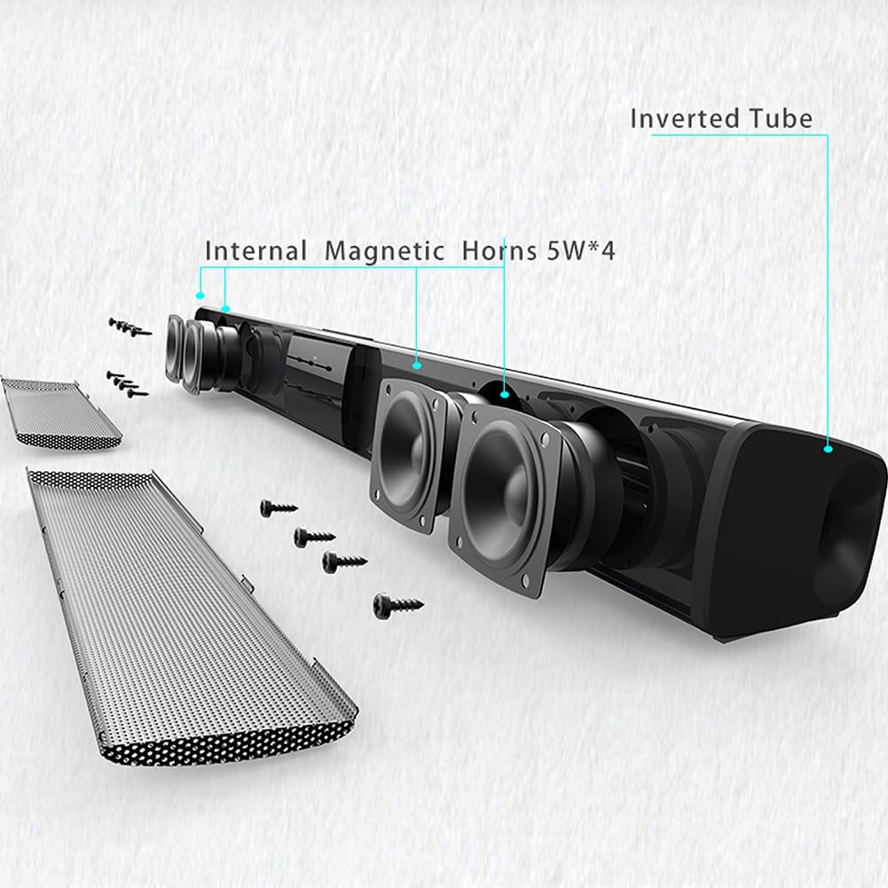 Barra de Sonido BS-28B Altavoz Bluetooth EstéReo Sonido de Cine en Casa Altavoz PortáTil InaláMbrico de Escritorio Multifuncional
