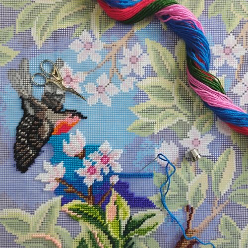 Brvsk Nature Inspired Stamped Cross-Stitch Kit for Adults and Beginners — Redstart. Tree by John Henry Dearle 16″ × 16″ with Clear, Precise Printed Design on Cotton Canvas; Includes Needles and Yarn by Brvsk - Used condition - Image 2