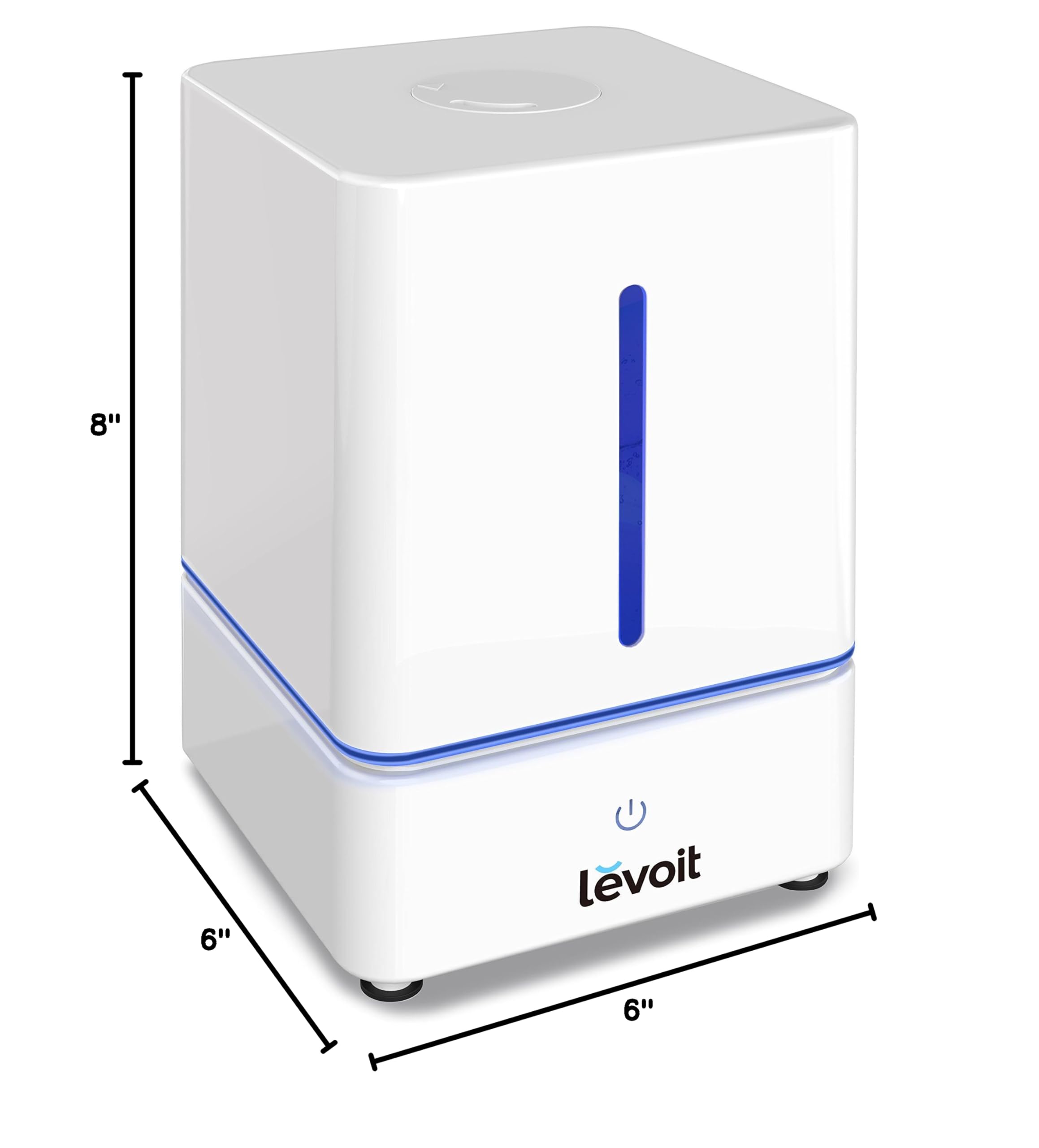 Dimensions of the LEVOIT Humidifier: 8 inches high, 6 inches wide, 6 inches deep